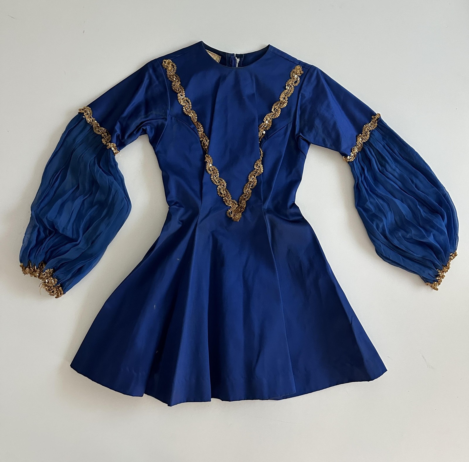 Vintage 50s 60s Skirted Majorette Cheer Womens Small Blue Sequin Varsity Hat