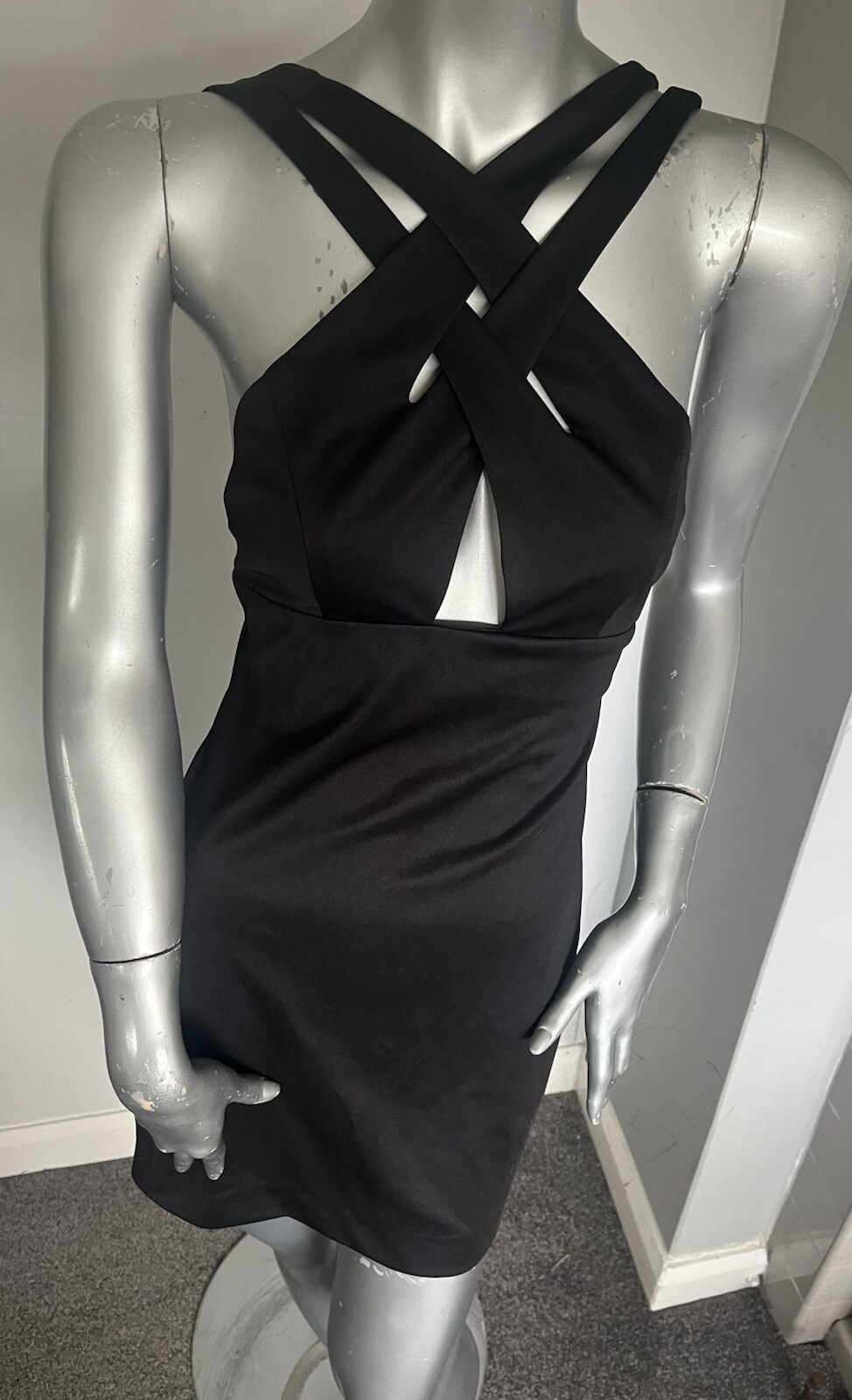 AQ AQ Black Cryton Mini Dress Size 6