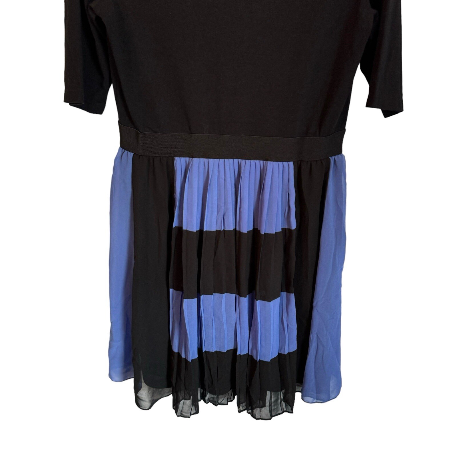 Max & Cleo Dress Size L Black Multi Pleated Fit And Flare Women Dress