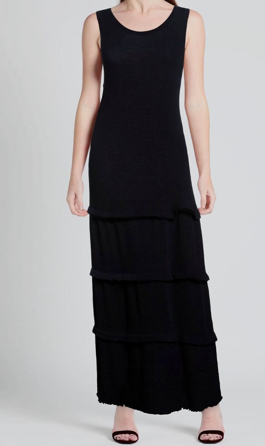 $855 MM6 Maison Margiela Women Blue Tiered Wool Knit Maxi Dress Size L