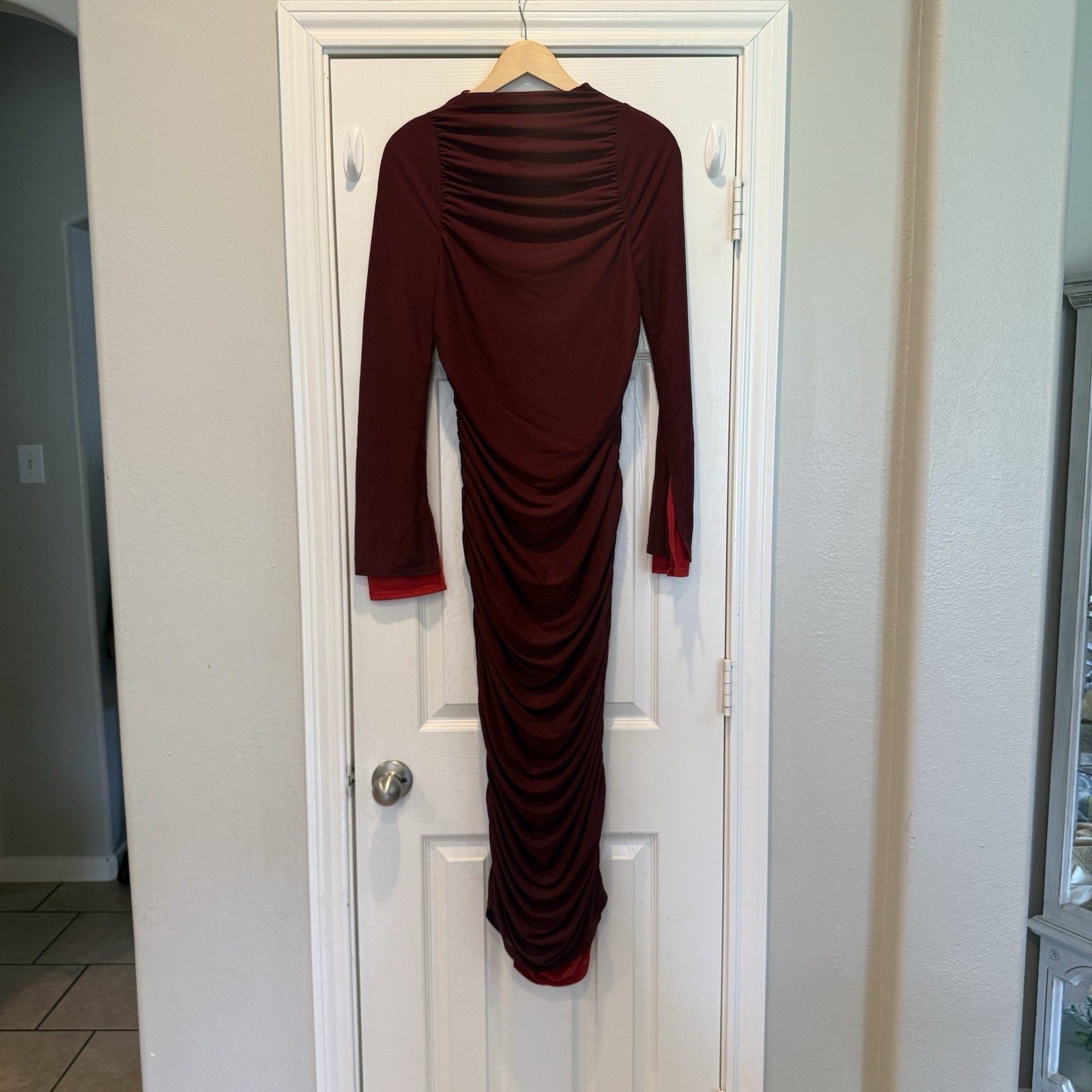 Simon Miller MESH Azora Mesh Midi Dress Burgundy Bodycon Women’s Size Medium NWT