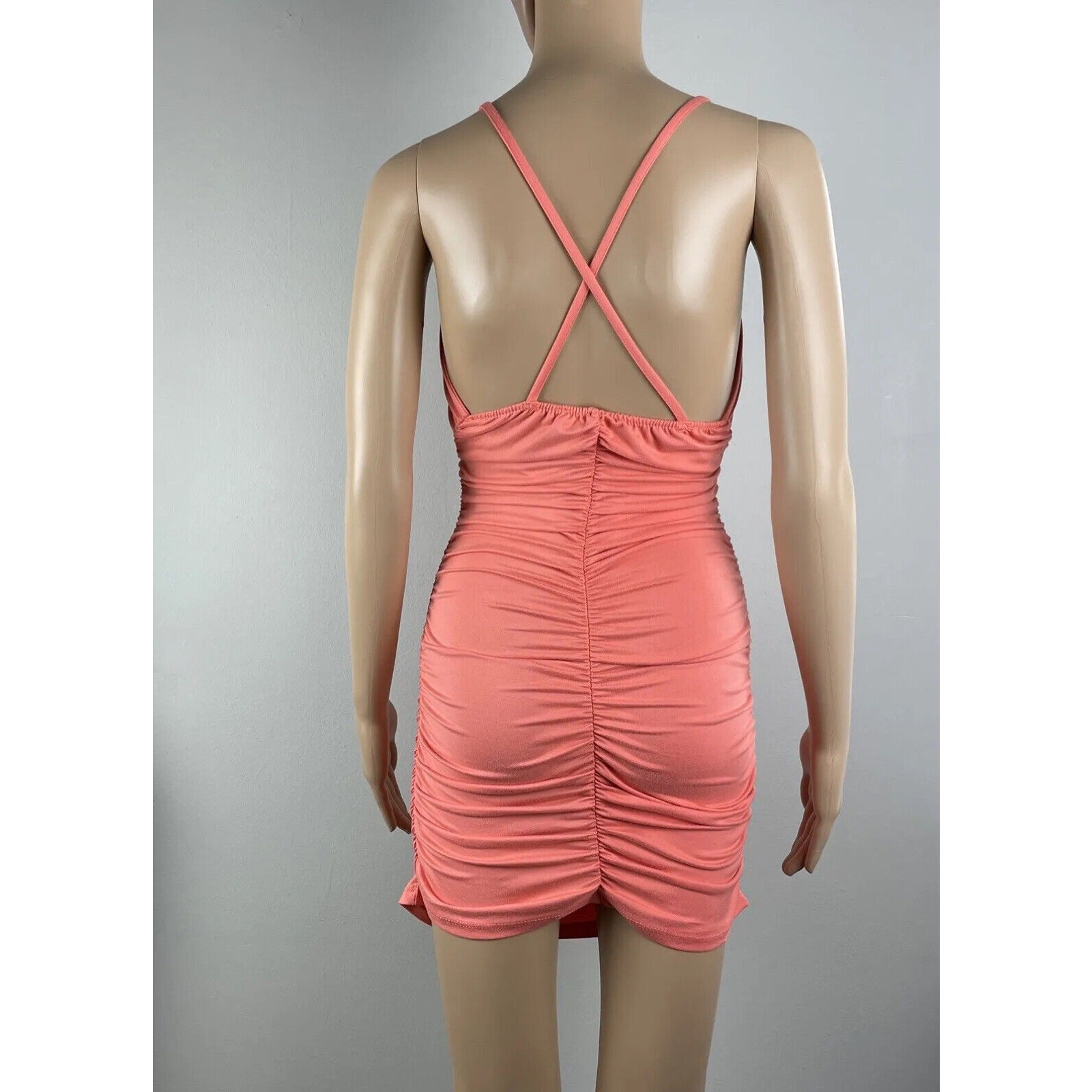 Capella Womens Cut Out Ruched Coral Mini Dress Juniors Size S/M Sleeveles
