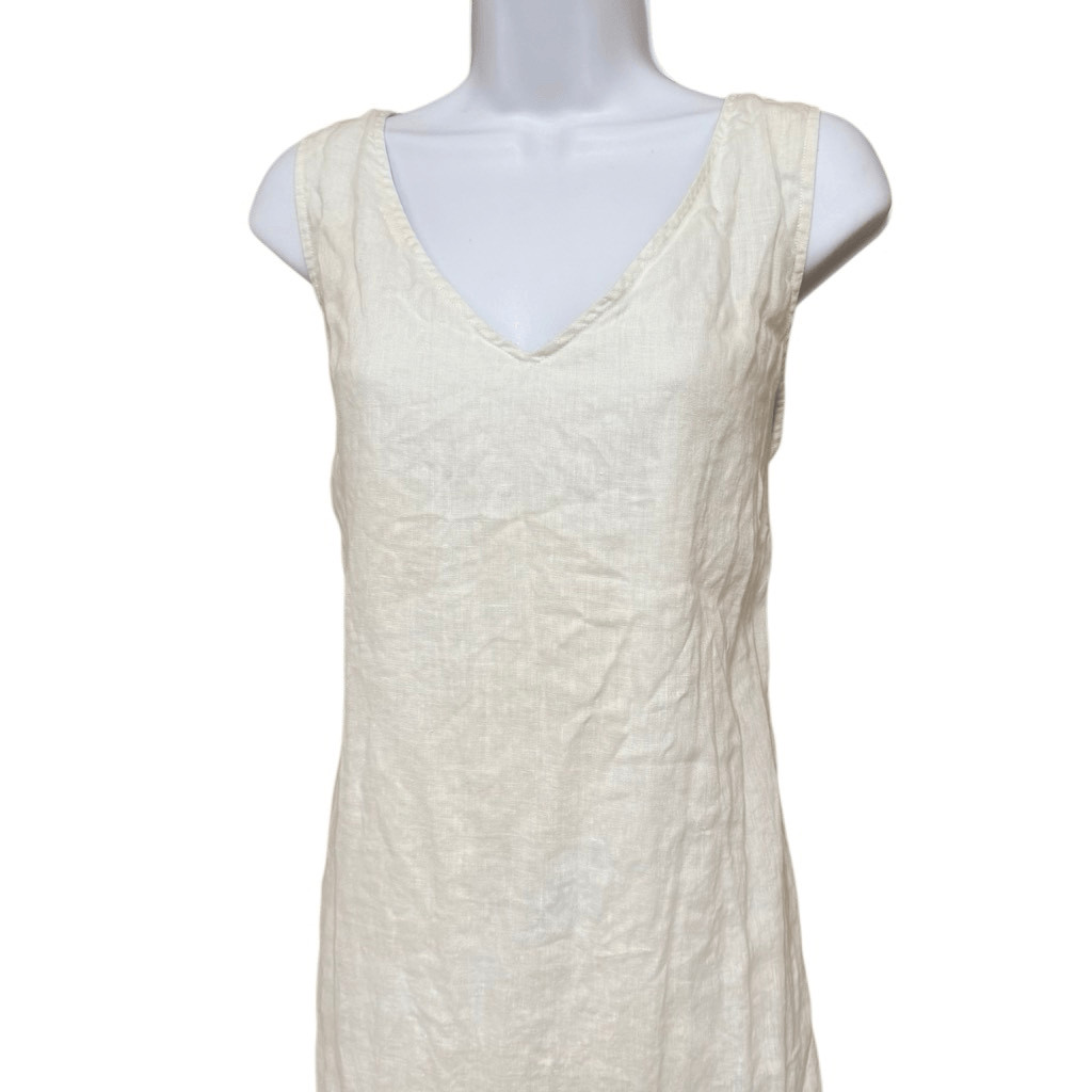 4U Spiegel Cotton Linen Light Yellow Lightweight Split Hem Maxi Dress XL