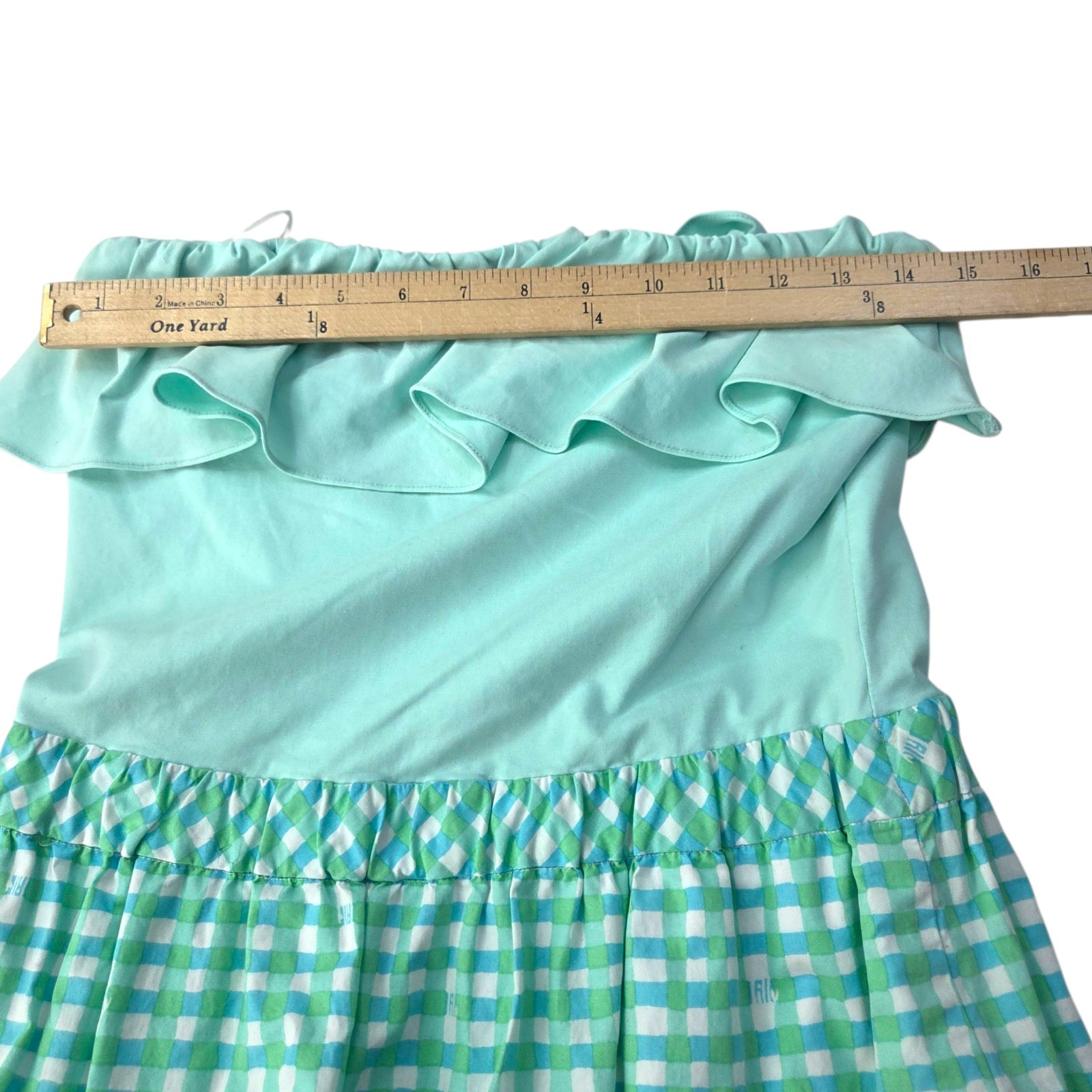 Lilly Pulitzer Strapless Ruffle Gingham Mini Dress Womens Medium Cottagecore