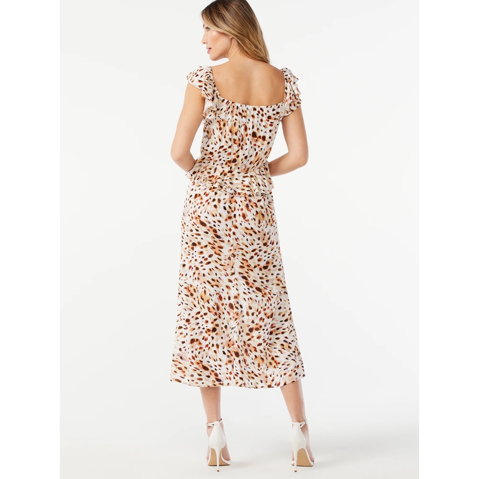 Sofia by Sofia Vergara Sweetheart Neck Ruffle Sleeveless Peplum Midi Dress Large