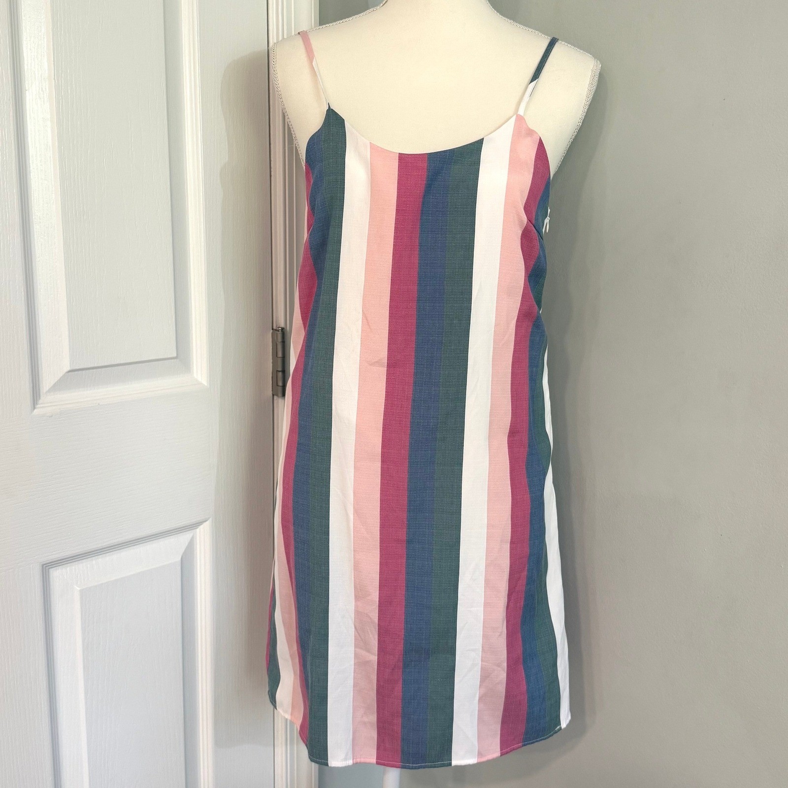 Promesa Women’s Wide Stripe Mini Dress Size S Spaghetti Strap Summer Boho