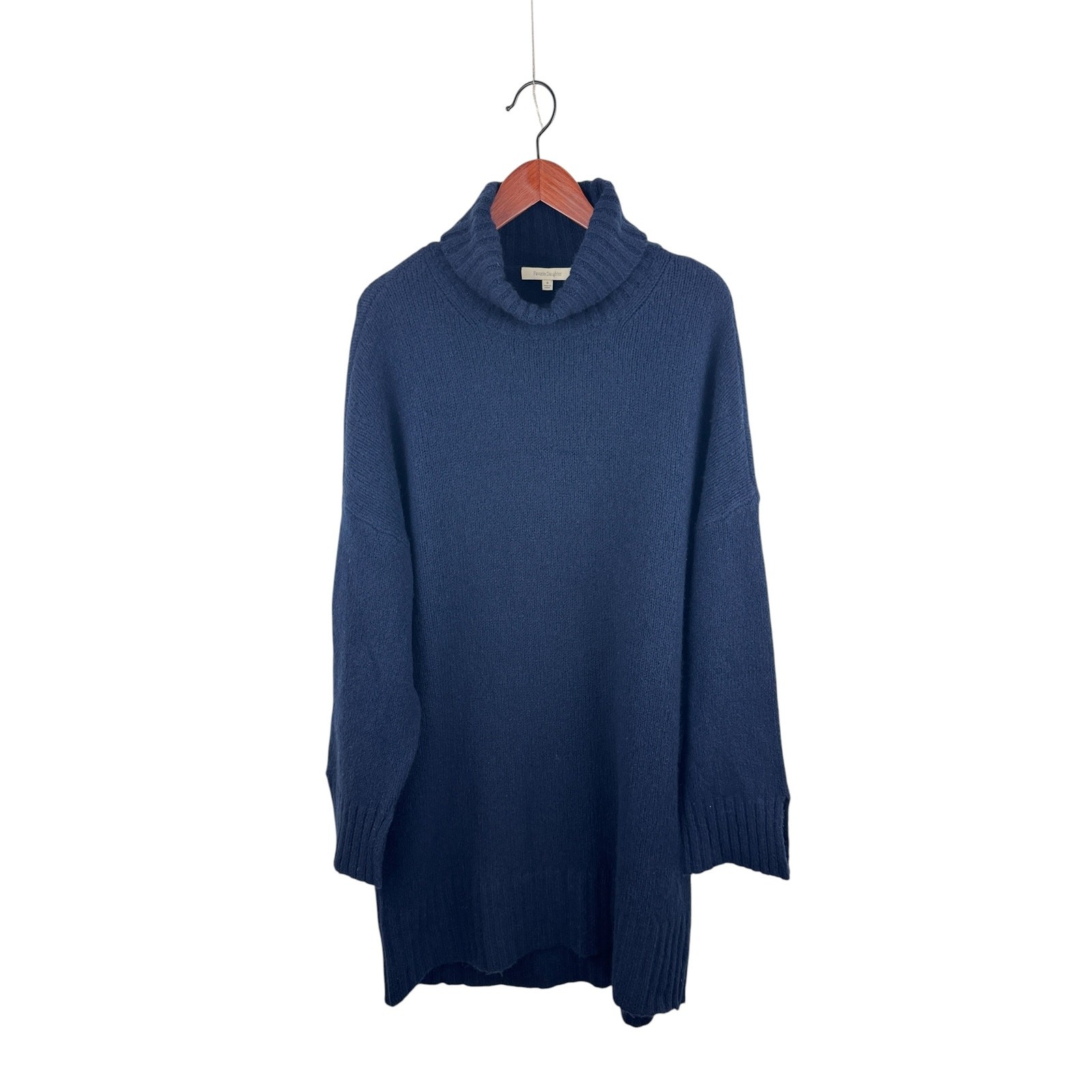 Favorite Daughter St. James Sweater Dress XL Navy Cashmere Wool Turtleneck