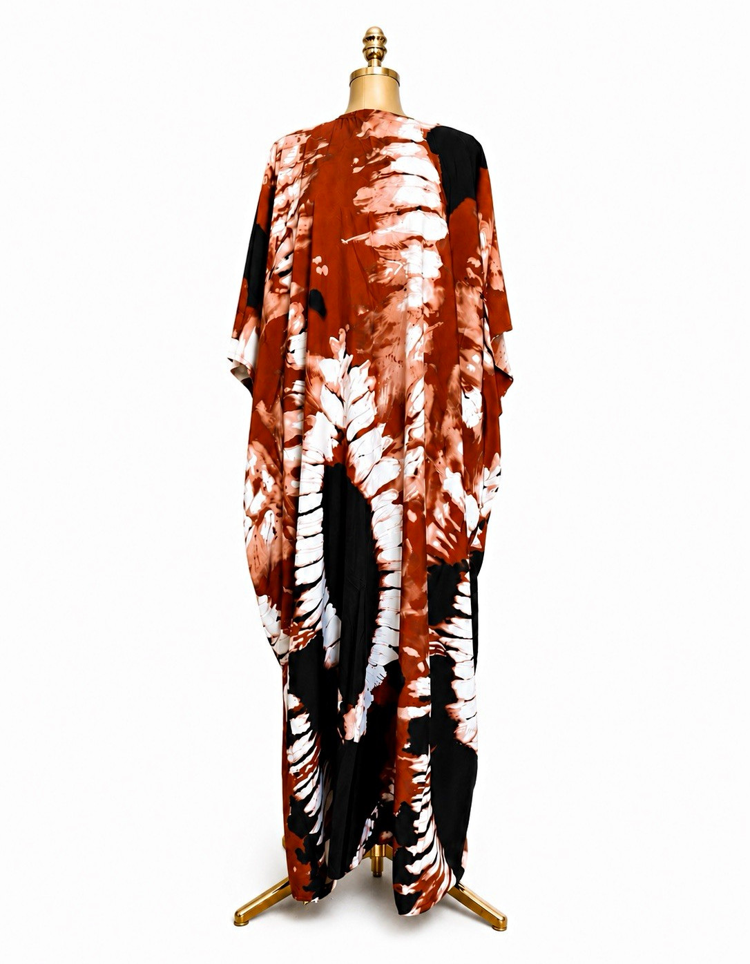 Women’s One Size Tie Dye Backless Bubu Dress Rayon-Brown/Combo-US 6-14