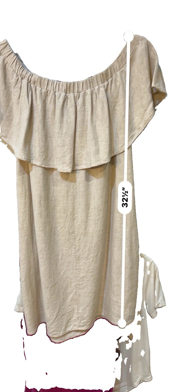 Pink Blush Oatmeal 100% Linen Off Shoulder Dress, Beach Cover, Pockets Size LRG