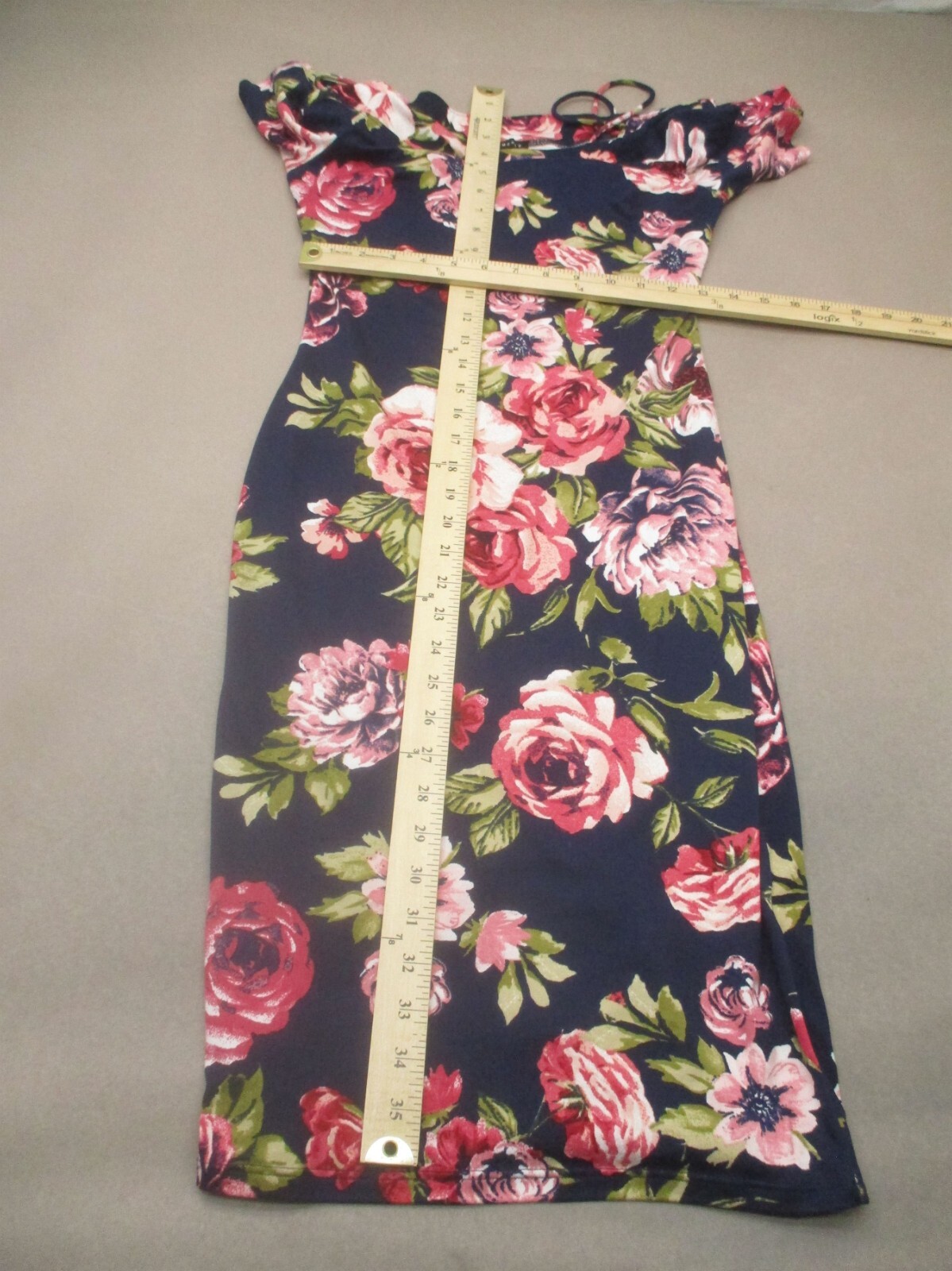 Haute Monte Size M Womens Floral Short Cold Shoulder Sleeve Bodycon Dress 071