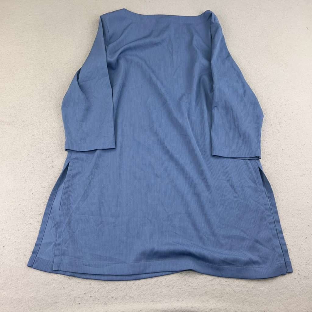 J Jill Dress Womens Large Blue 3/4 Sleeves Easy Care 35″ L Side Slits Kurta Top