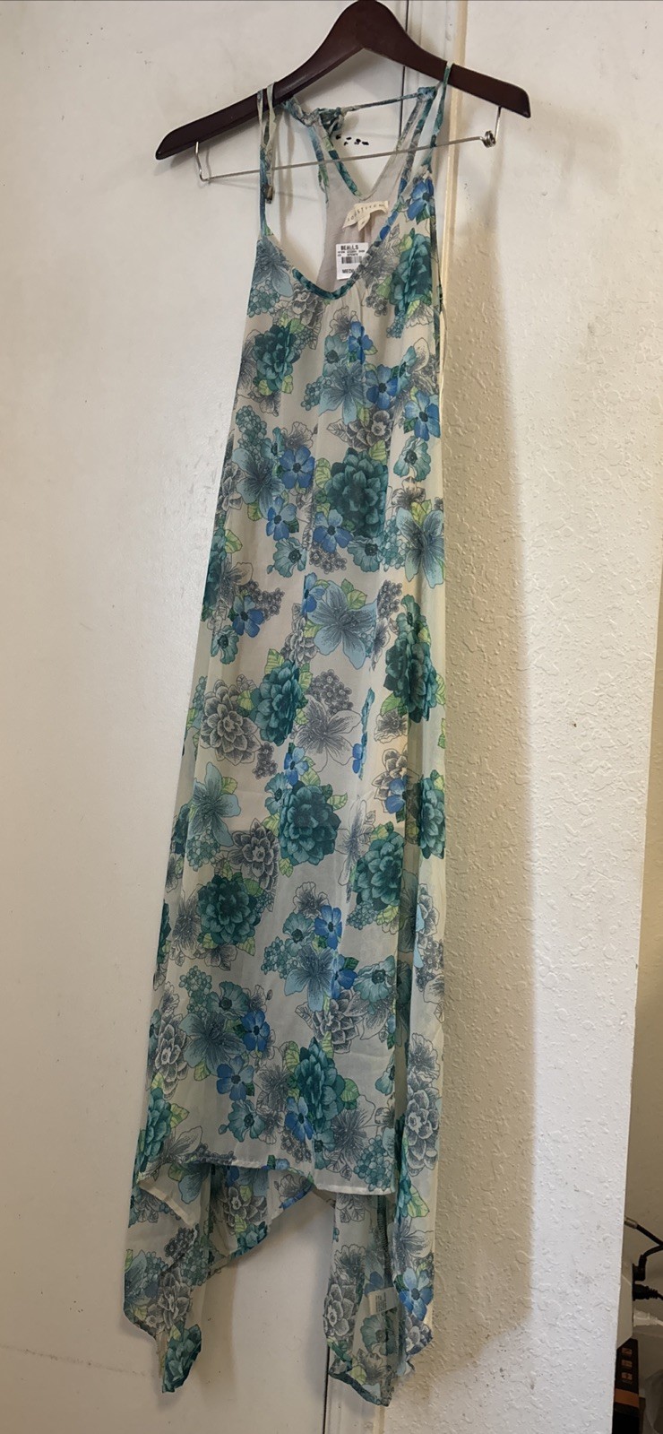 New Love Stitch Floral Handkerchief Casual Maxi Dress Aqua/Green Medium