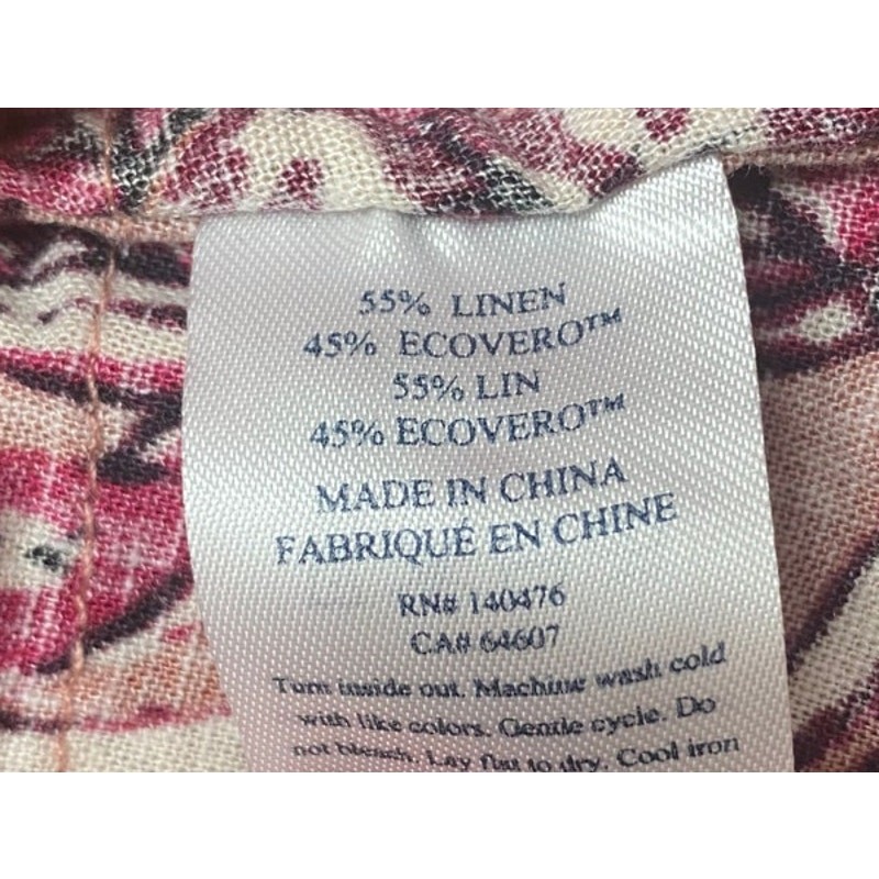 FAHERTY DRESS M ISHA LINEN FLORAL MIDI PINK COTTAGECORE MILKMAID FALL BOHO