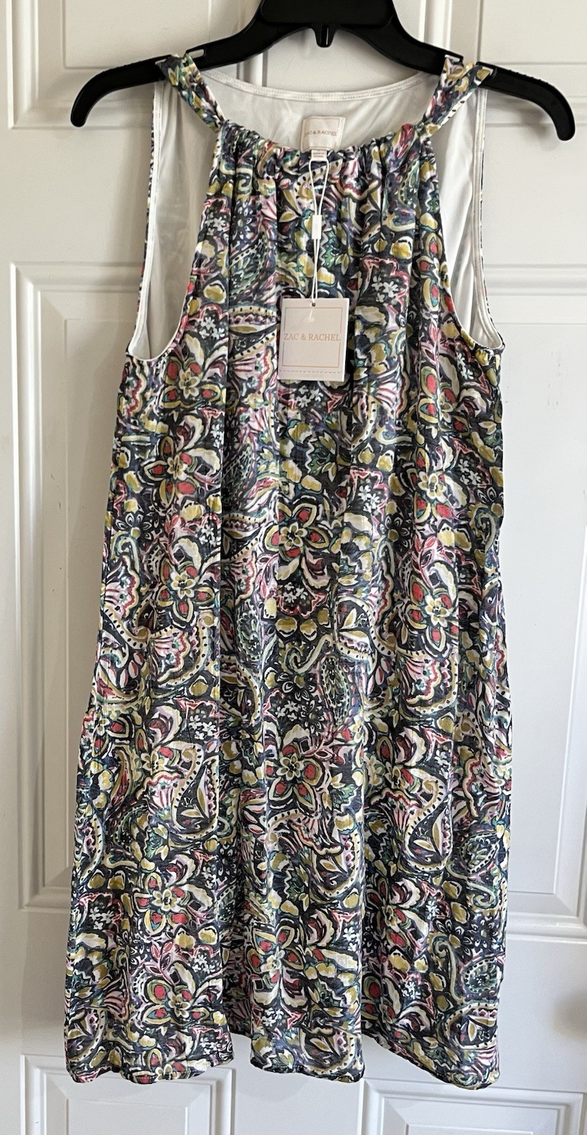 NWT Zac & Rachel Dress Sleeveless Floral Printed Halter Neck Mini Bohemian Small
