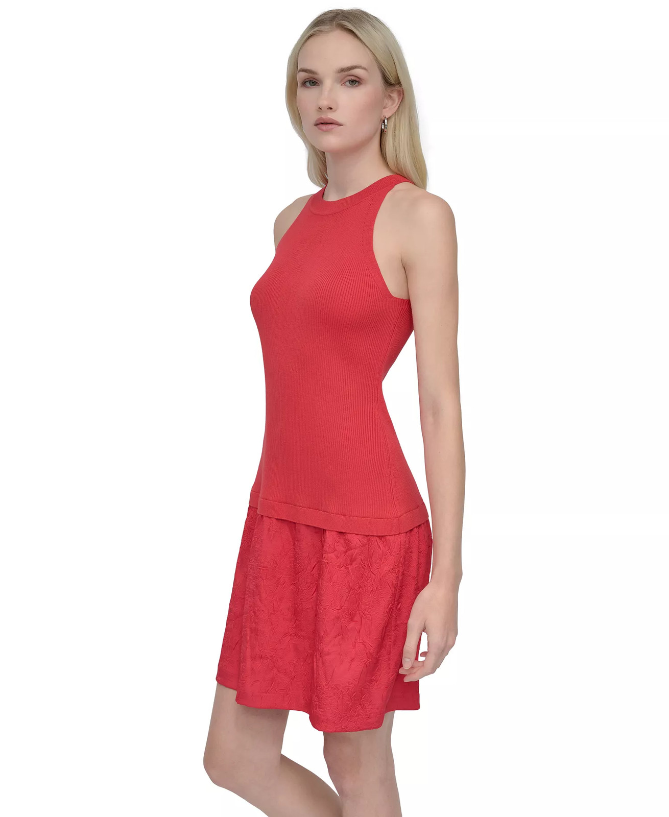 DKNY Cardigan Dress Medium 2-Piece Set Sheath Sleeveless Watermelon Pink NWT 169