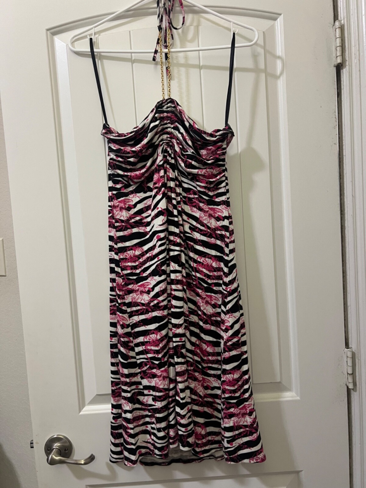 Vintage Y2K G Unit Halter Dress VERY RARE Zebra Striped Streetwear Hip Hop Club