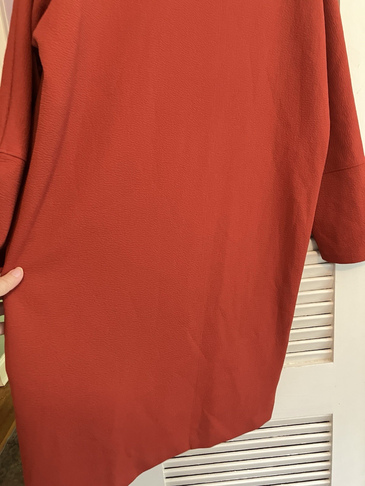 M) NWT NATORI Minimalist Shift Dress Asian Modest City Modern Knee Lenth Rust