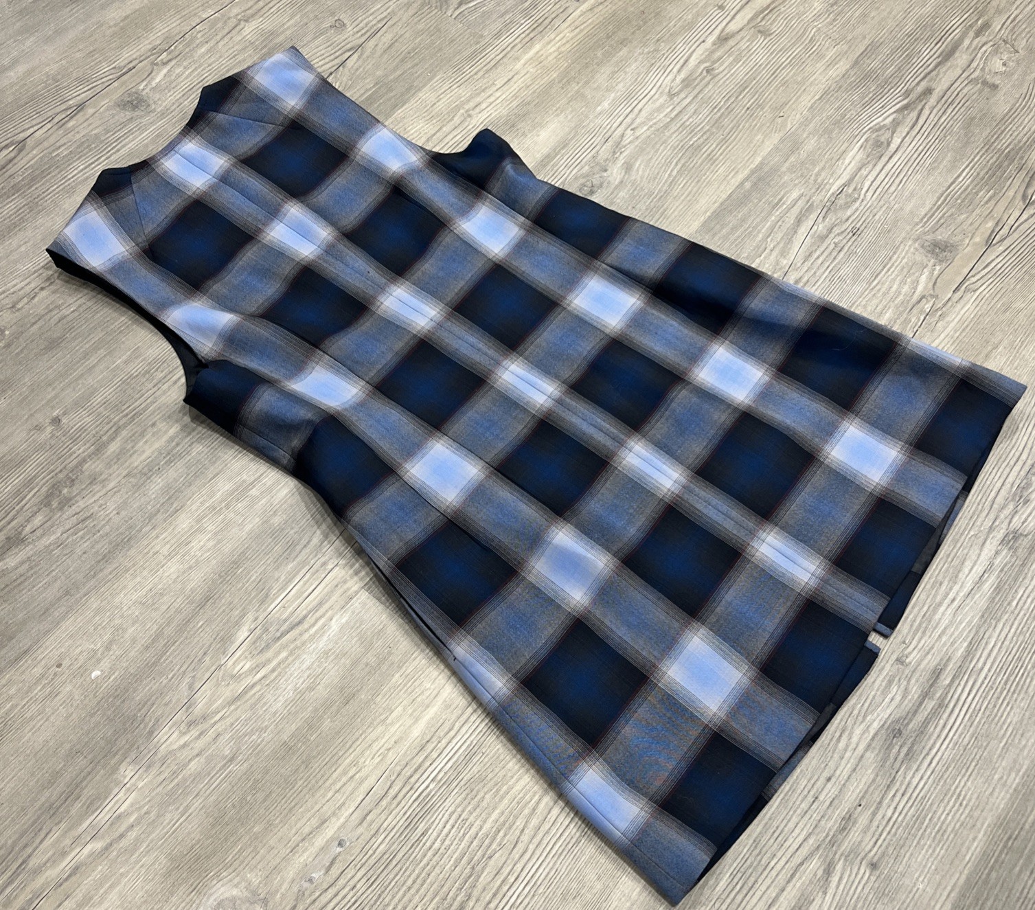 Pendleton 100% Wool Zip Dress 12 Blue Plaid Tartan Academia Preppy Retro Overall