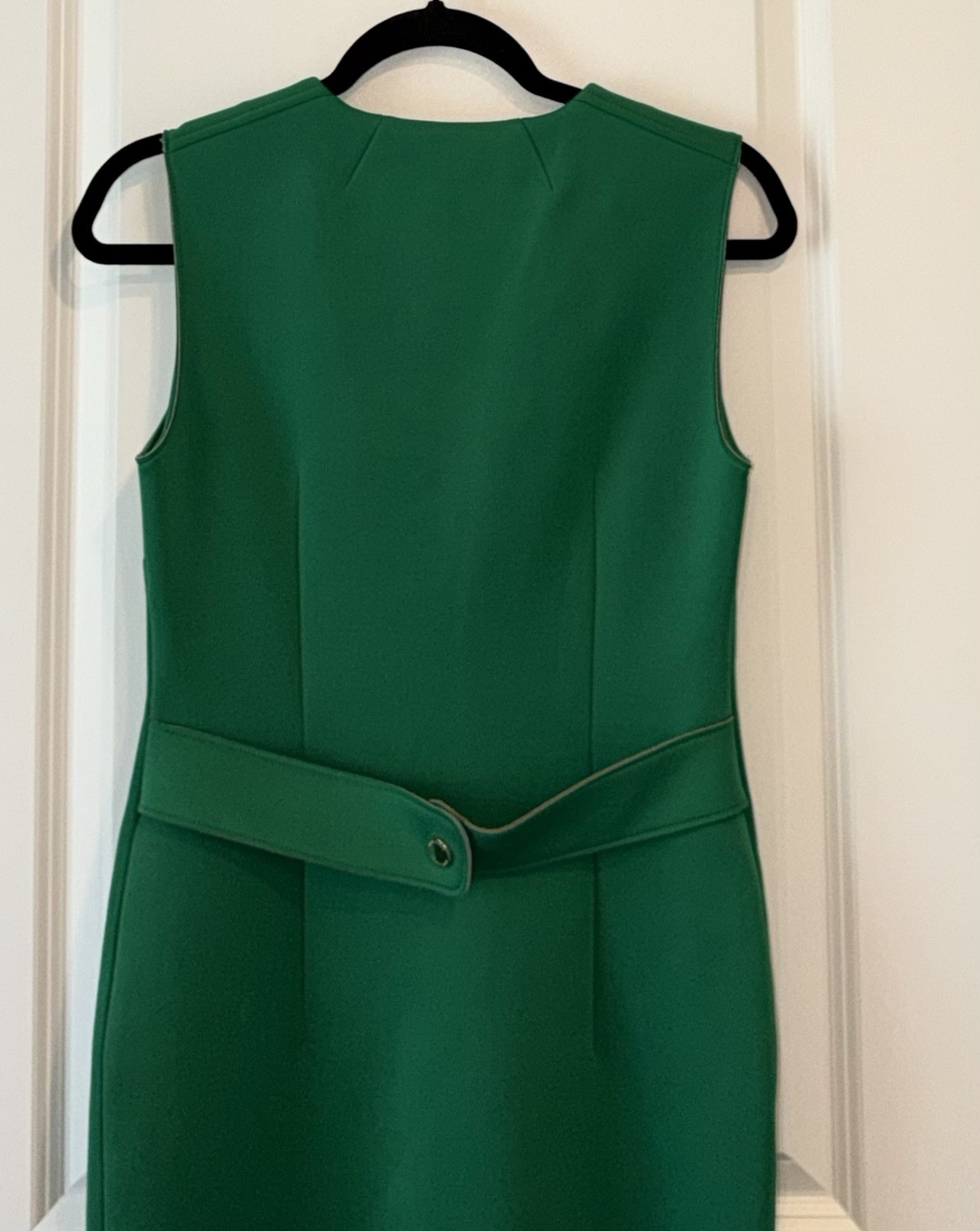 Tory Burch Kelly Green Neoprene Sleeveless Sheath Dress Size XS Knee Length Zip