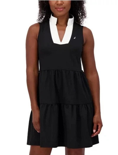 NWT Nautica Jeans Women’s Tiered Dress Black Size Medium