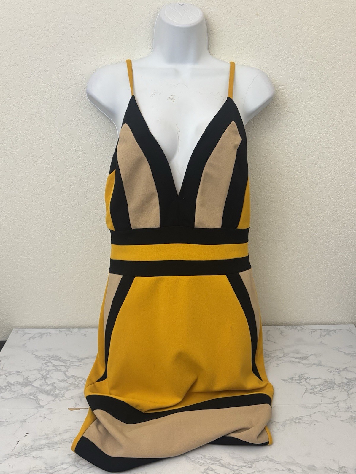 Privy Colorblock Spaghetti Strap Dress M Whimsigoth Yellow Black Pullover Q