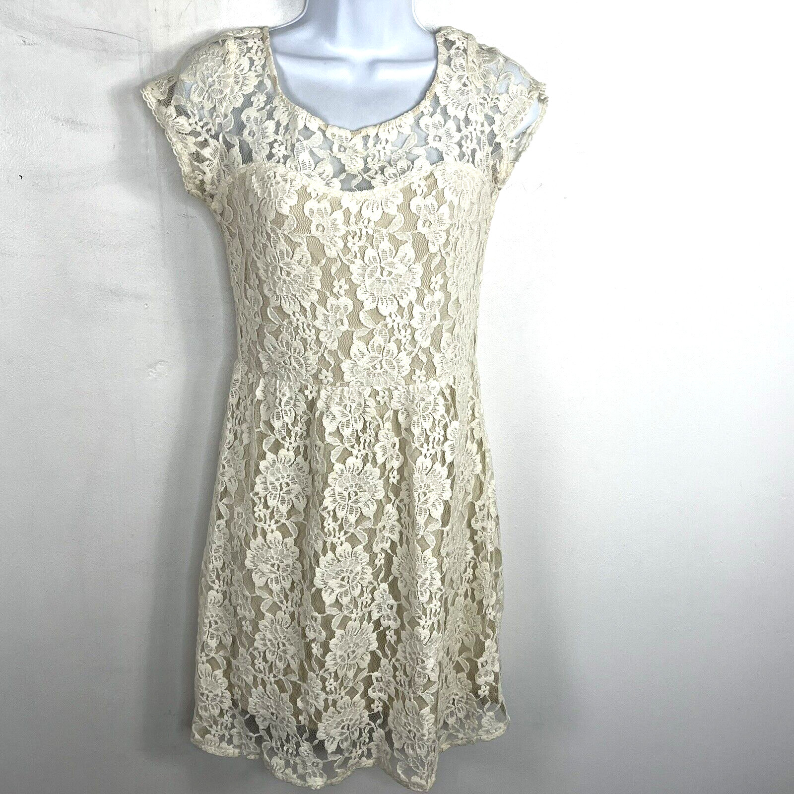 American Eagle Outfitters Dress sz 2 Ivory Floral Lace Romantic Cottagecore