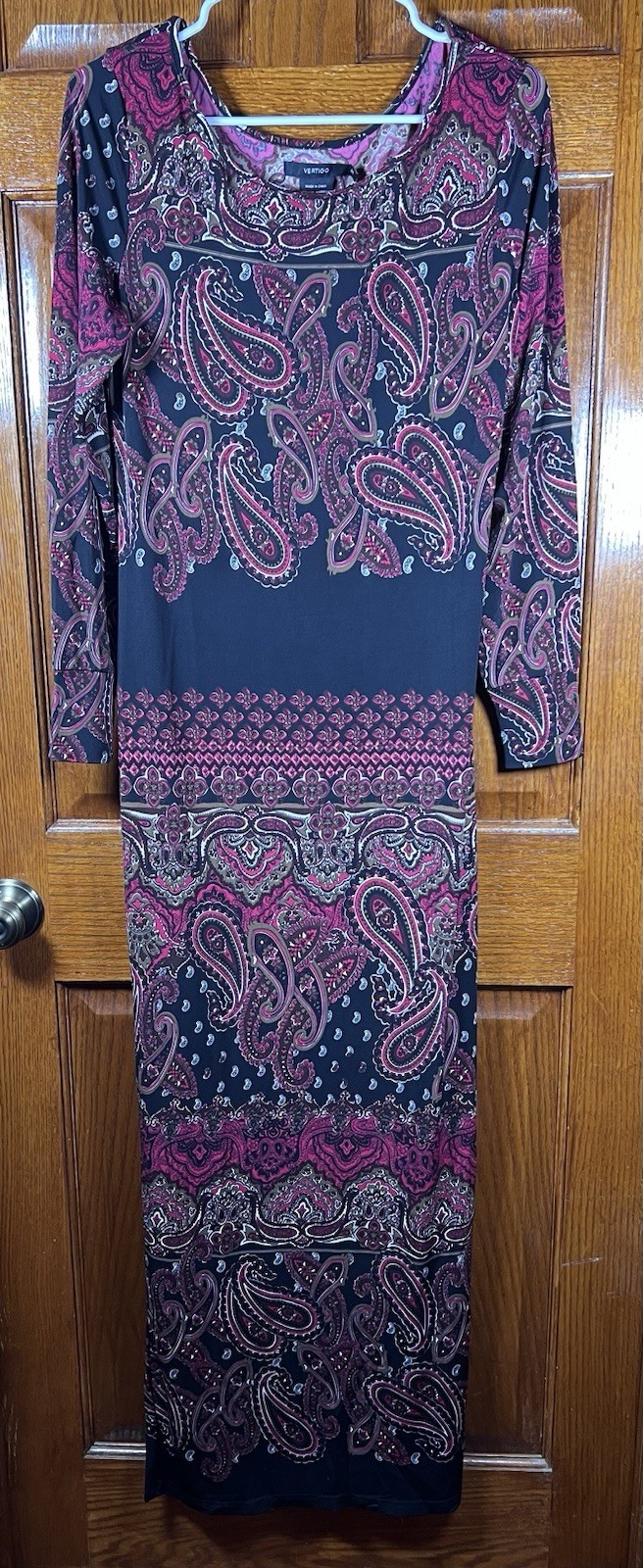 Vertigo M Dress Paisley Stripe Red & Black NWT