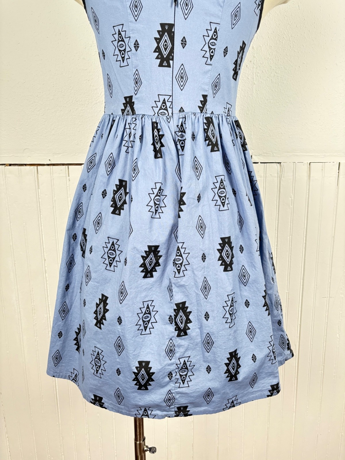 Nooworks Blue Cotton Sleeveless Southwest Aztec Dress Women Size XS