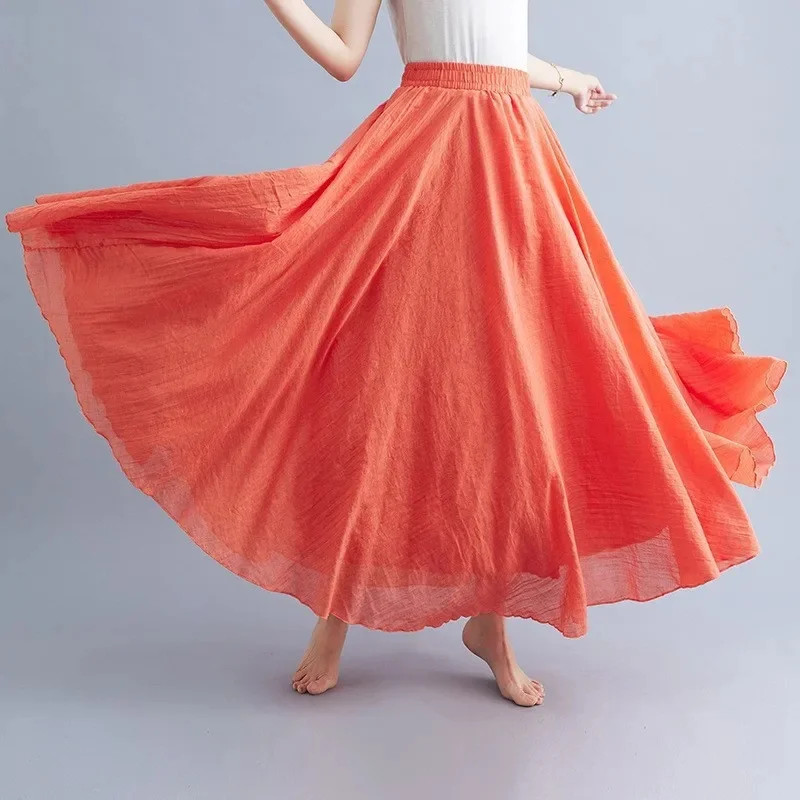 33 Colors Double Layer Cotton Liner Half Skirt Elastic Waist Spring Summer Autum