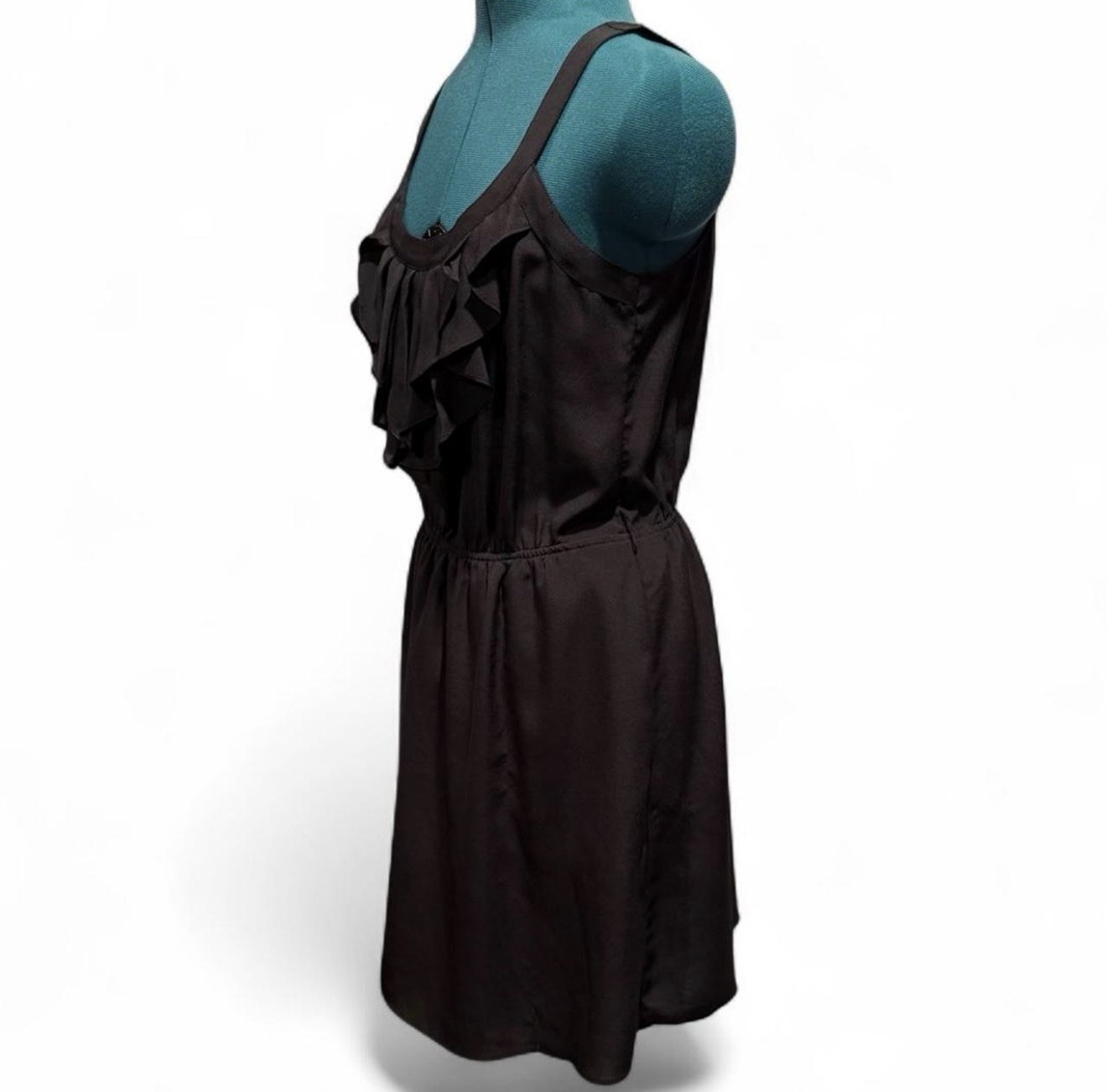 Express Women’s Black Solid Scoop Neck Spaghetti Strap A-Line Short Dress S