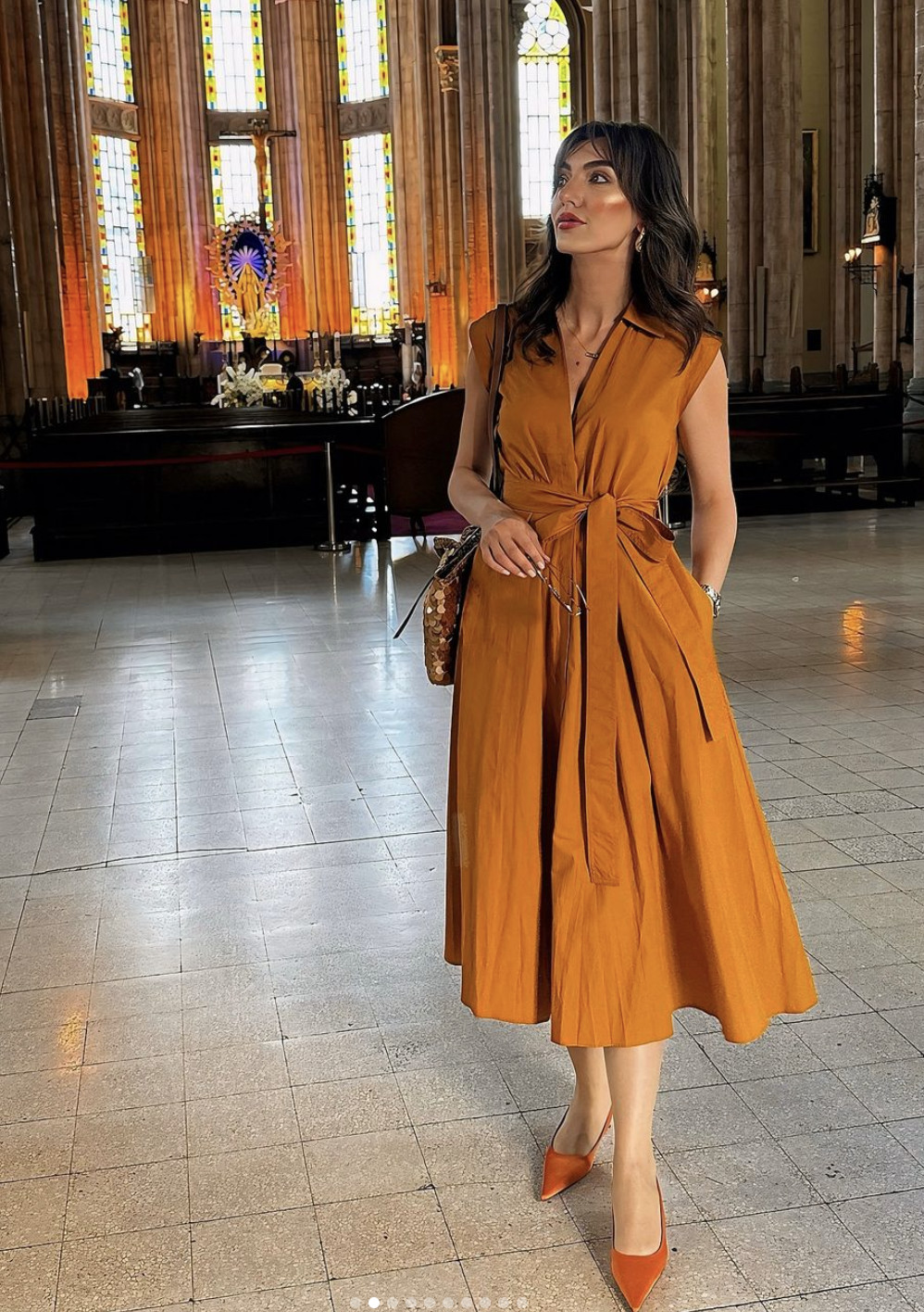 NWT_ZARA ss24 ZW COLLECTION POPLIN SHIRTDRESS Burnt orange | 4786/134_XS-XL