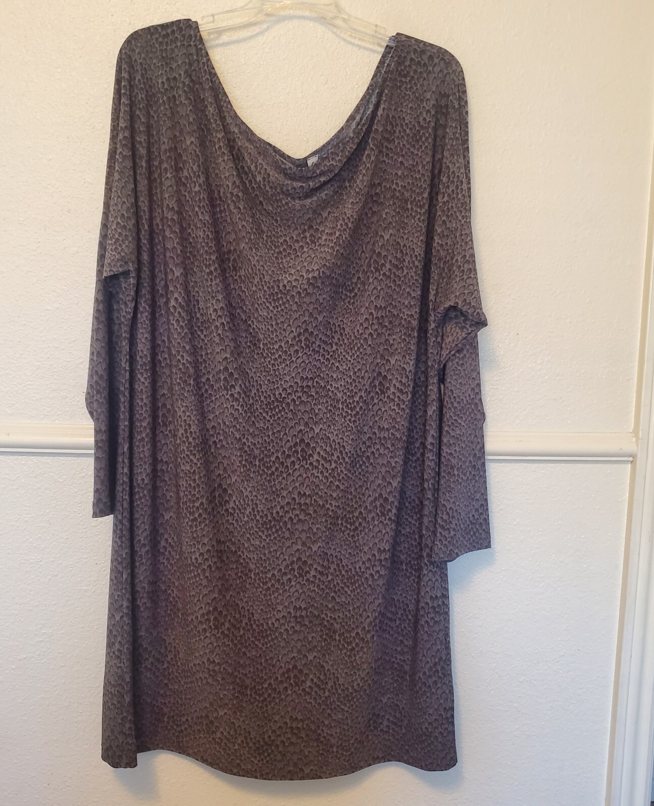 Norma Kamali Slip Dress Long Sleeve Midi Snake Skin Print Gray Women’s XXL