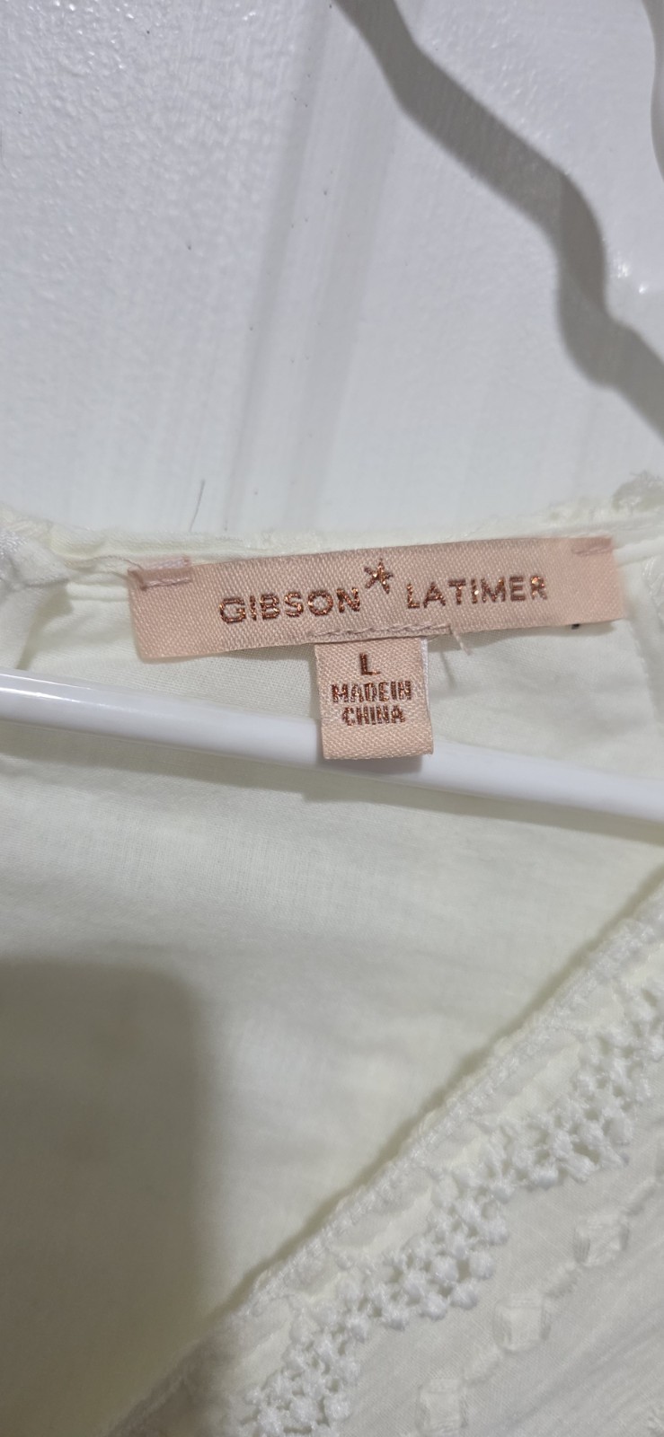 Gibson Latimer Ivory Crochet Lace Trim Tiered Dress Women L- NWT (See Pics)