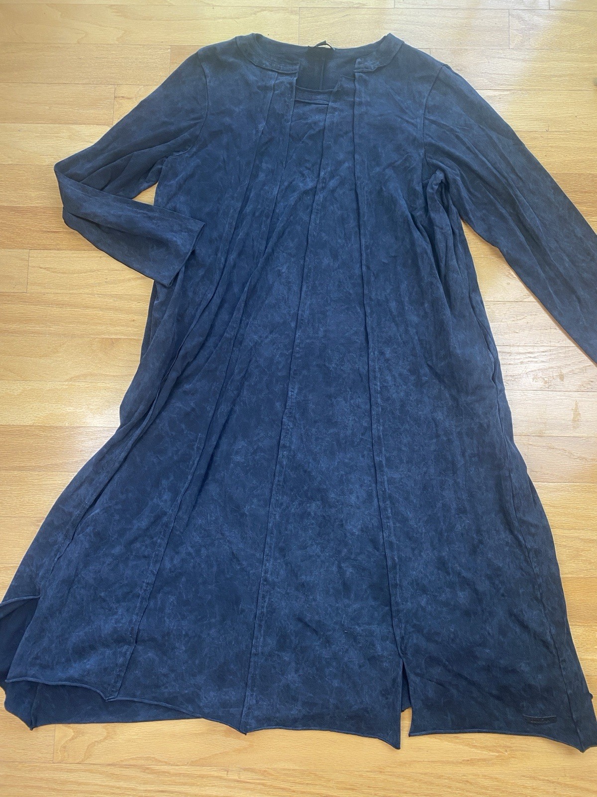LUUKAA Flicker Eco-friendly Washed, Thin Cotton Jersey Dress, Long Black Size 16