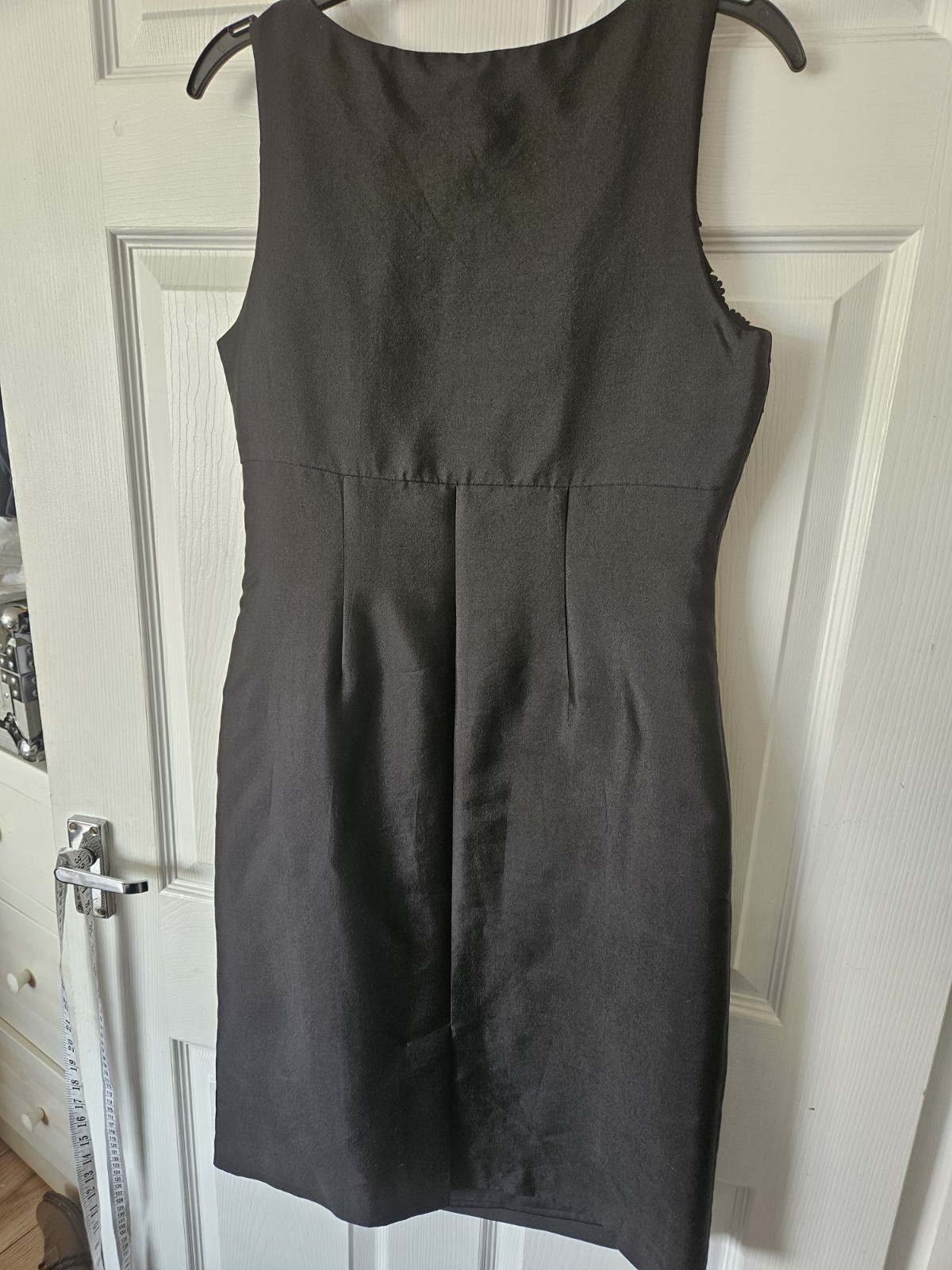 Boden Black Silk Blend Scallop Detail Shift Pencil Dress UK 8 US 4 Occasion