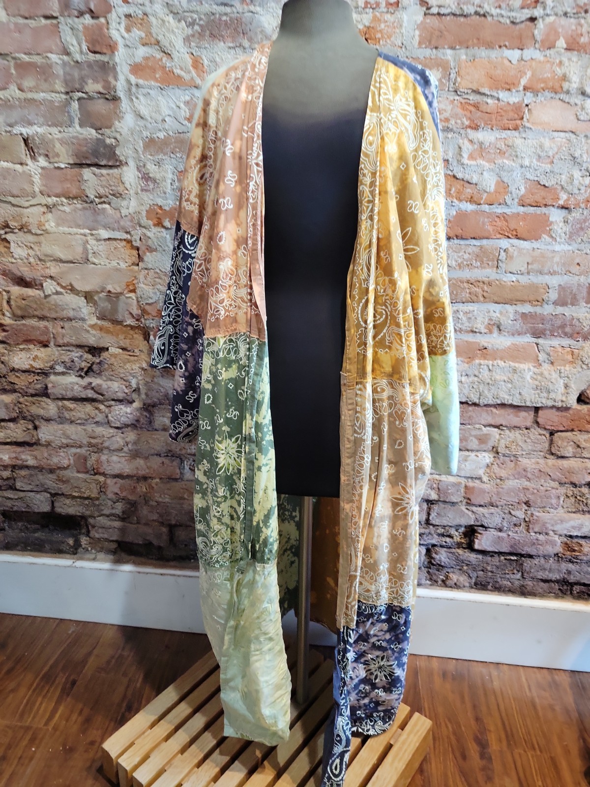 Jaded Gypsy Large/XL Patchwork Duster Maxi Dress Earthtones Cotton