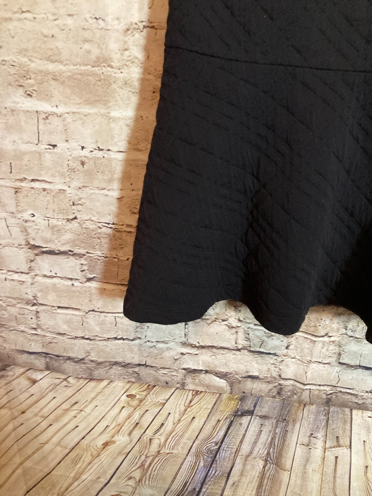 LOFT Quilted Dress Womens Small Black LBD Fit & Flare Cotton Stretch Capsule
