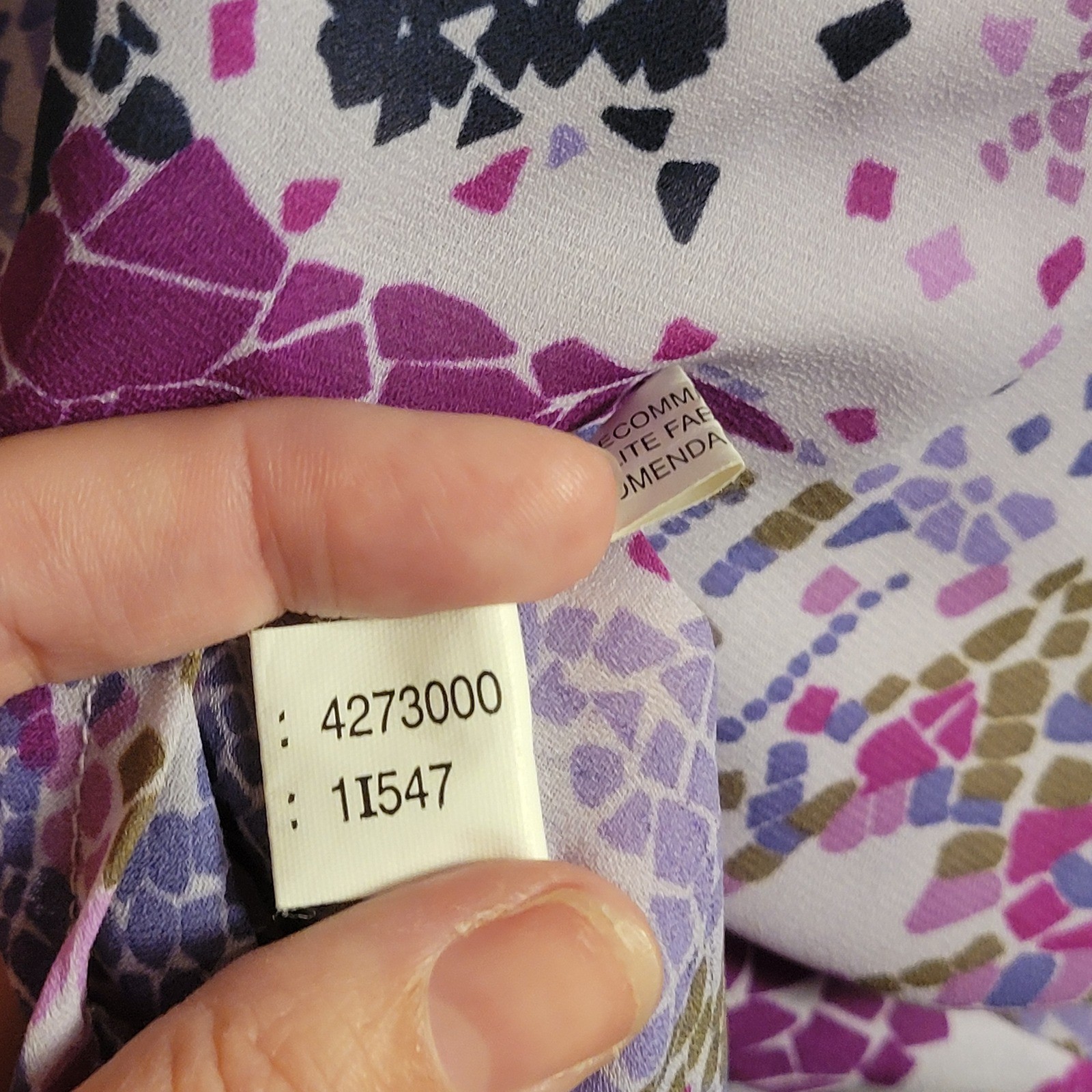 Jonathan Martin Purple Mosaic Print Tie Shoulder V-Neck Midi Dress Size S