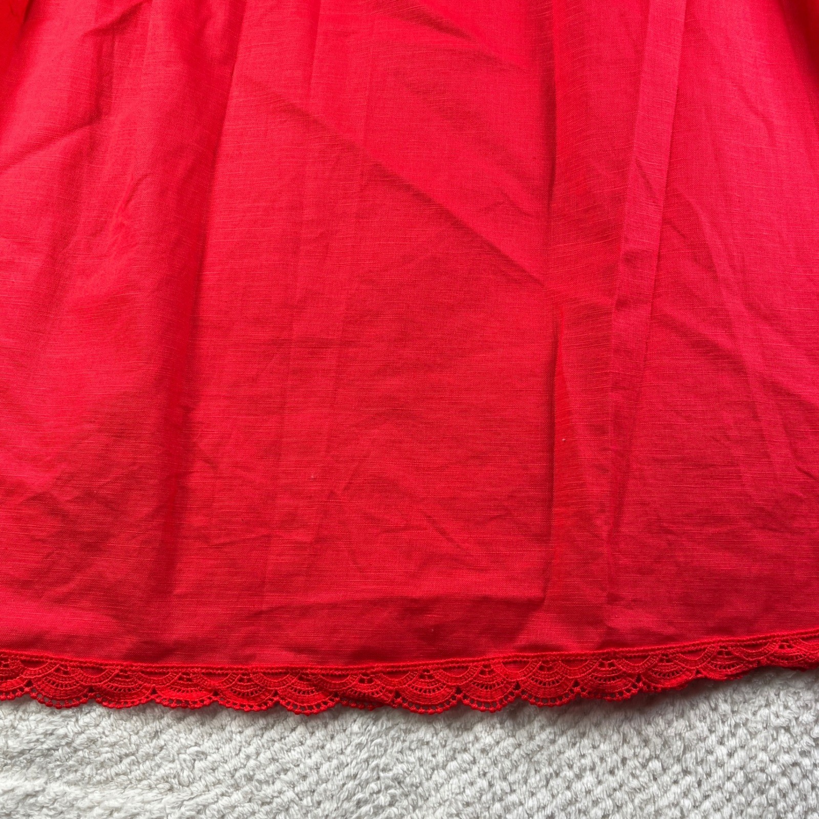 Never Fully Dressed Red Lace Trim Pleated Bow Front Midi Dress Plus Size US 20