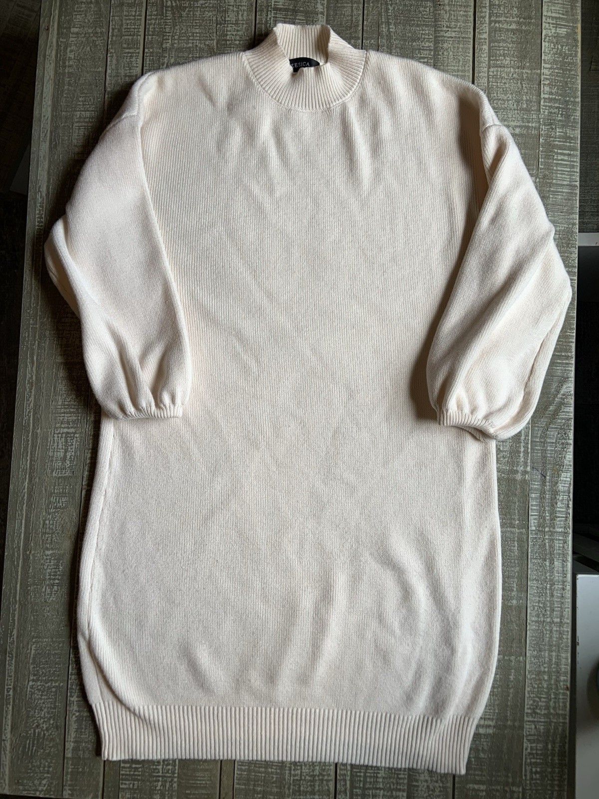 Zesica Cream Color Fuzzy Sweater Dress Half Sleeve Curvy Winter Cozy Size Small