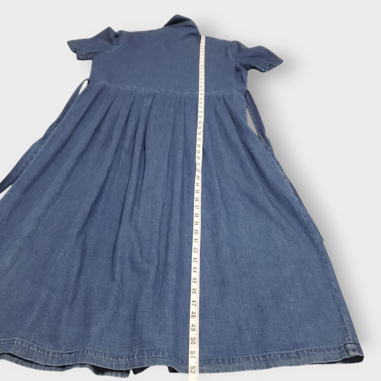 Karin Stevens Denim Button Front Midi Dress Floral Embroidered Sz 12 Cottage