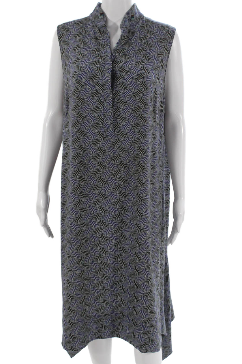 Akris Punto Womens Shift Dress Multicolor Geometric Sleeveless Size 16
