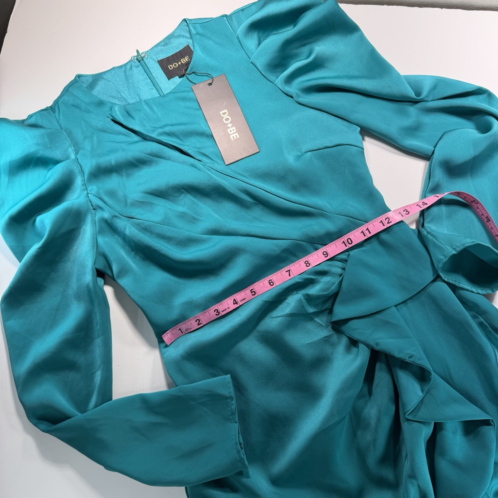 Do + Be Women’s Turquoise Blue Long Sleeve Cocktail Dress Semi Formal NWT S