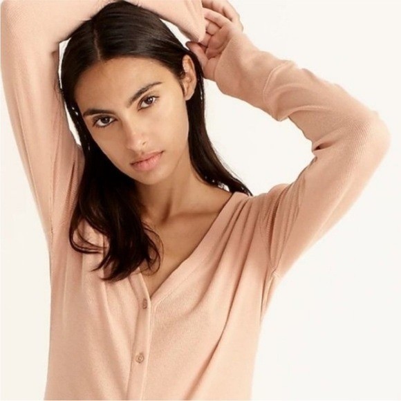 NWT J. Crew Ribbed Stretchy Knit Button-Up A-Line Midi Dress Camel Small