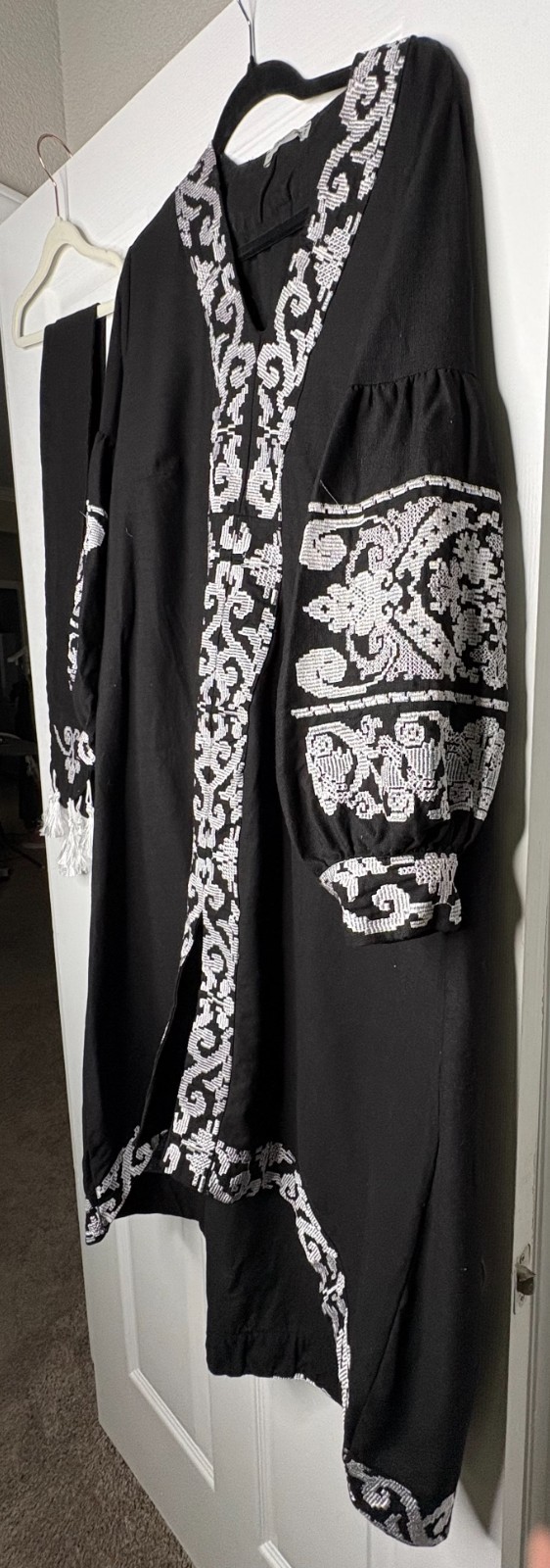 Couples Match Vyshyvanka Set – Black Embroidered Dress and Men’s Shirt, Ukrainia