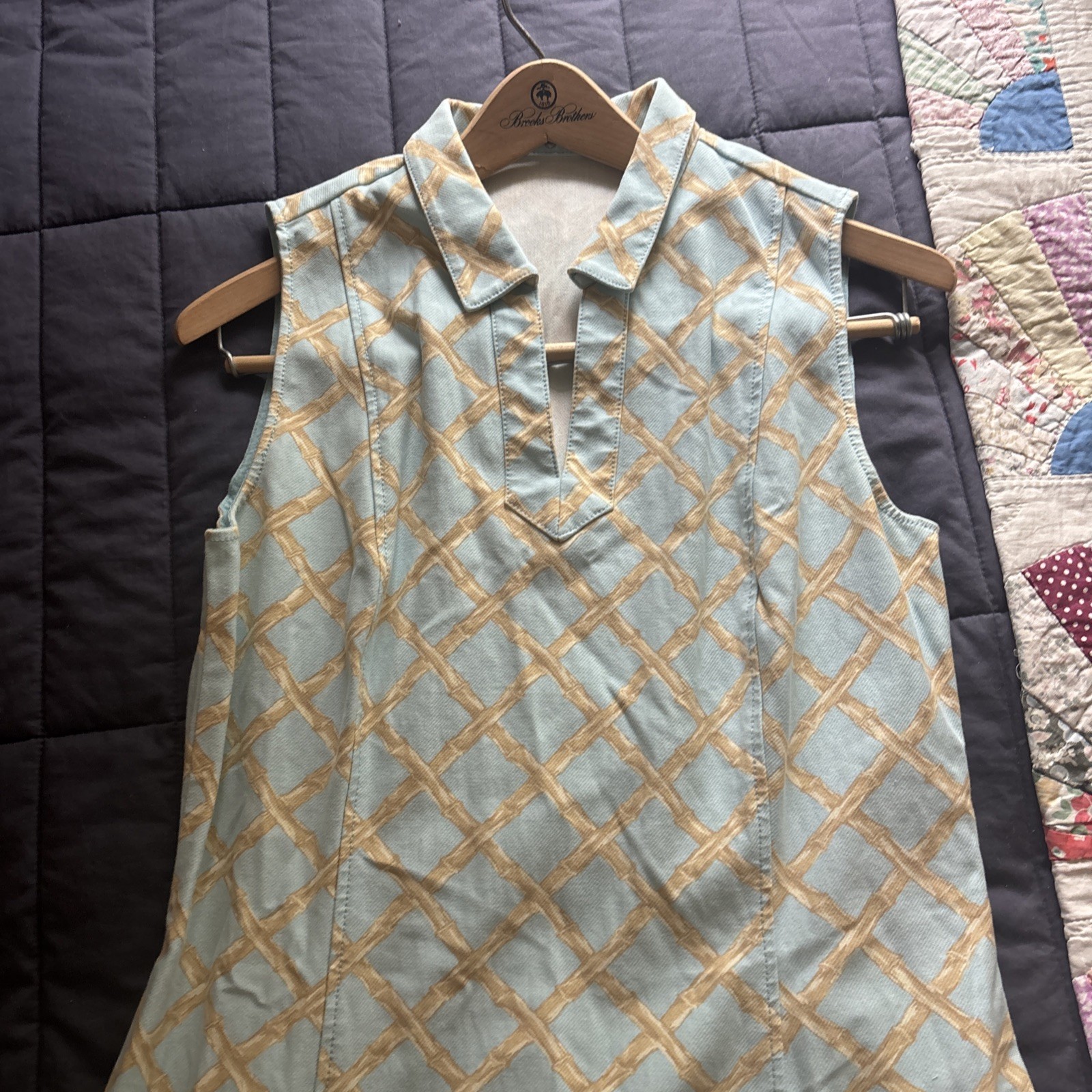 Vintage Light Blue Bamboo J McLaughlin Sleeveless Dress