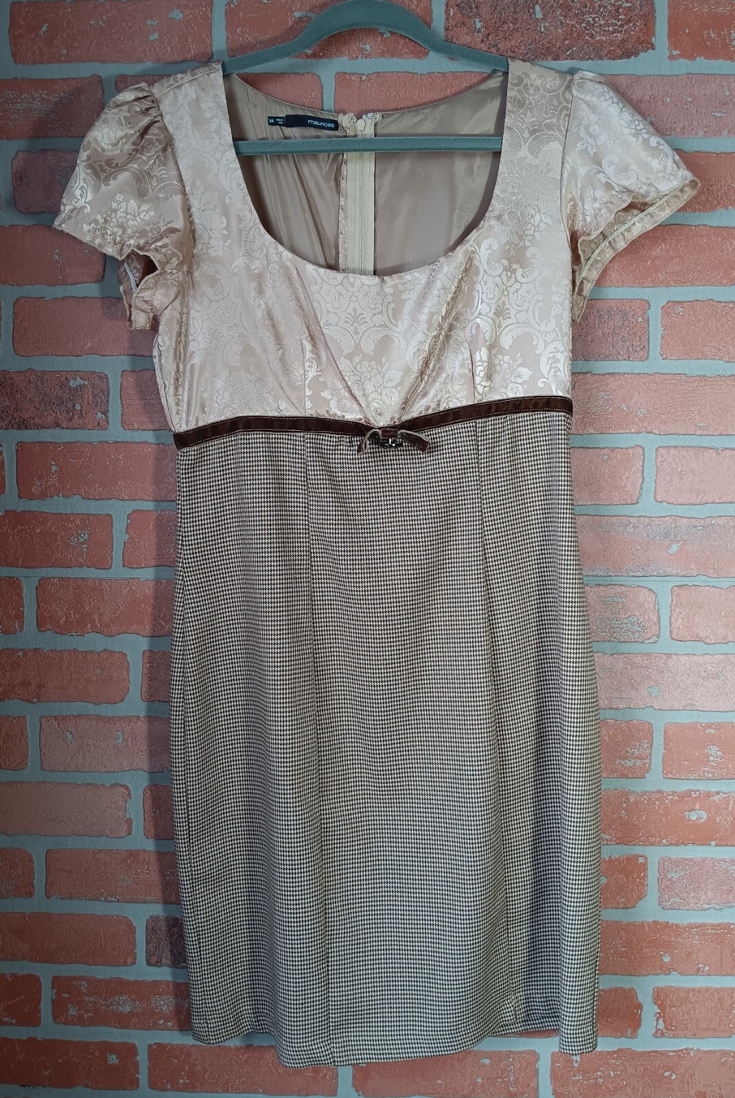 Maurices Floral Damask & Houndstooth Babydoll Dress Size 5/6 Retro Dark Academia
