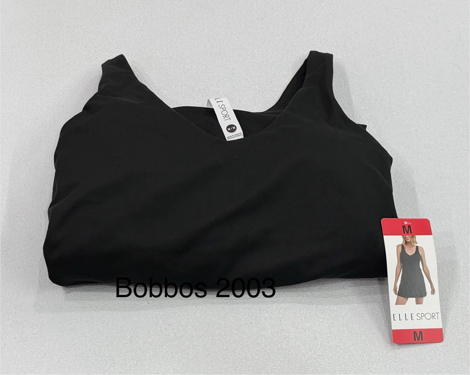 Elle Sport Women’s Built-In Bra 4-Way Stretch Active Dress, Black, Size M