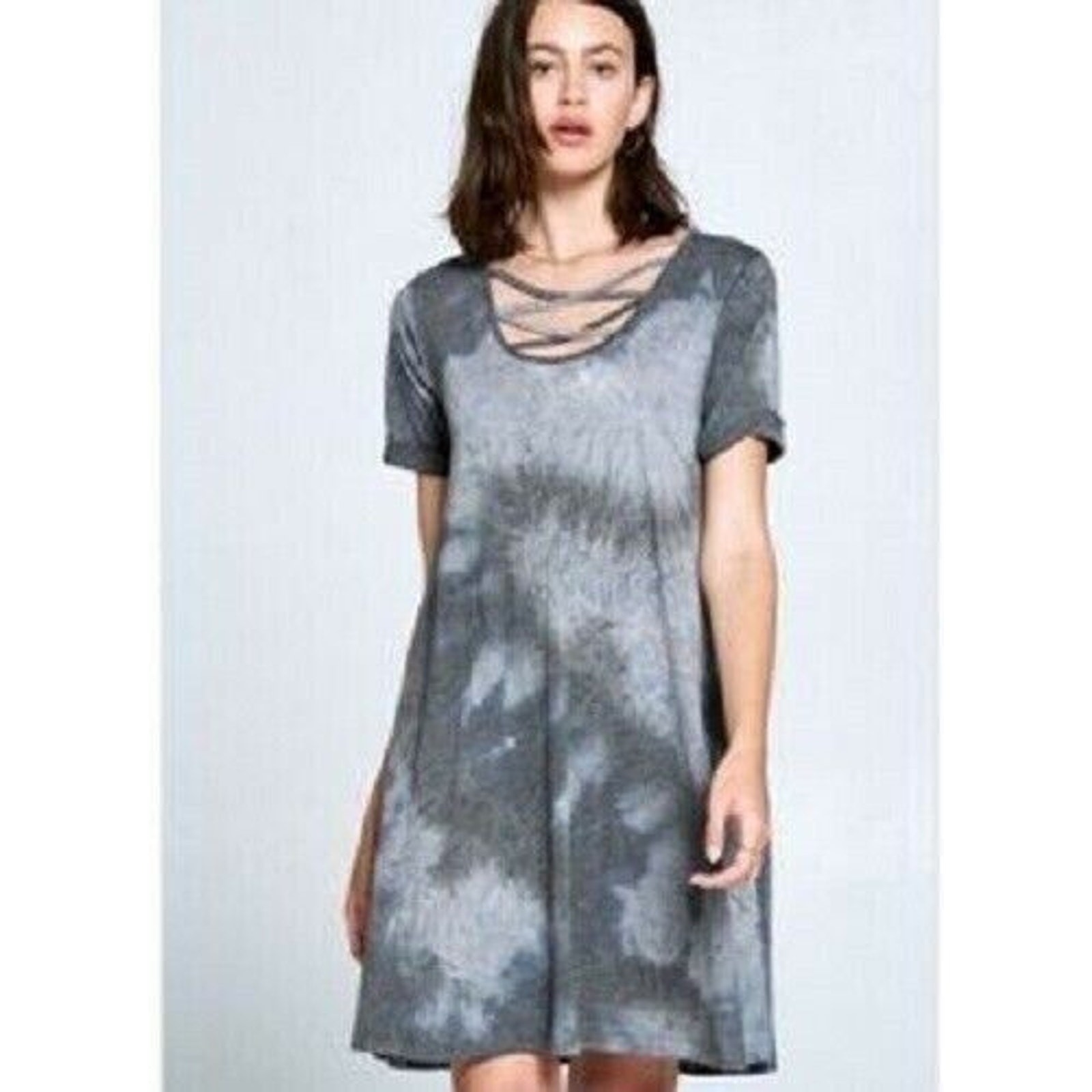 Strappy front dress Tie Dye color grey. New with tags Size: M