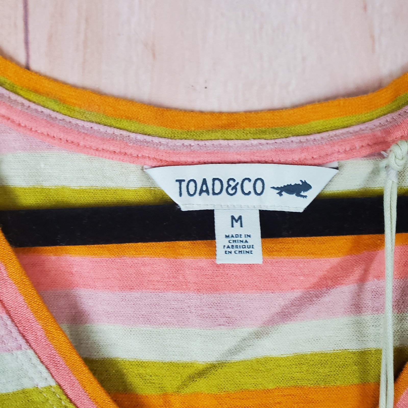 Toad & Co Grom Tank Dress Womens Medium Multicolor Hemp Striped Pockets V Neck